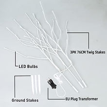 Load image into Gallery viewer, EAMBRITE 3er Set Lichterbaum 60LEDs Wasserdichte Lichterzweige 76CM Warmweißes Zweiglicht rein Weiß Außen-Innen Wohnug deko für Weihnachten Ostern Deko Halloween