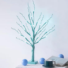 Load image into Gallery viewer, PEIDUO Blue-green Trees Decorations for The Home, 2FT 24LT Tree Light Battery Powered Timer, Lighted Mother's Day Decor, for Home Bedroom Living Room Fireplace Wedding Party Father's Day and Christmas