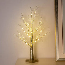 Load image into Gallery viewer, EAMBRITE 2FT Small Gold Twig Tree with Lights Pearls & Beads Jewelled Tree Decorations Light up Tree Powered by Battery for Christmas Party Home Decor