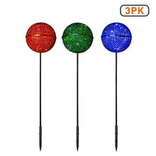 Load image into Gallery viewer, Vanthylit 3PK Spring Garden Stakes Pathway Lights with Multi-Coloured Crackle Ball Outdoor Decorations for Garden Christmas Pre-lit Pathway Markers Lights