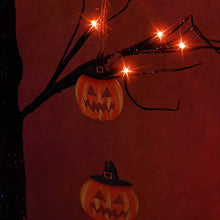Load image into Gallery viewer, EAMBRITE Small Black Glitter Halloween Tree Light with 24 Orange LEDs Battery Operated Lighted Spooky Pumpkin Display Tree for Party Decoration (60cm/2ft)
