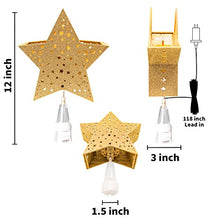 Load image into Gallery viewer, PEIDUO 11" 4LT Christmas Tree Topper Gold Star with Rotating Magic Ball for Xmas Tree Decoration