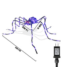 Load image into Gallery viewer, PEIDUO Halloween Giant Spider Decoration Bendable Iron Frame with 81 Flashing Purple Lights 2 Red Lights for Indoor Outdoor Bedroom Party Lawn Garden Décor