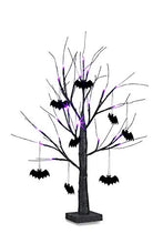 Load image into Gallery viewer, EAMBRITE 2FT Black Halloween Tree with Bats Purple Lights Battery Operated Spooky Decorations Indoor Small Twig Tree Gifts for Kids