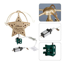Load image into Gallery viewer, Padoo Godlen Star Whirligig Warm White Light Hollow Star Carousel Tree Topper Christmas Tree Decoration
