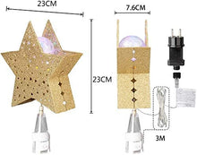 Load image into Gallery viewer, EAMBRITE 23 cm Weihnachtsbaum Stern Deckel Hohle Christbaumspitze Weihnachtsbaumspitze Goldene Sternschale Mit Rotierendem Magischem Mehrfarbigem Wasserwellenprojektor Für Weihnachtlicher Baumschmuck