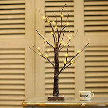 Load image into Gallery viewer, PEIDUO 2FT Snow Dusted Tree Lights with 24LT Warm White LED Battery Operated Bonsai Tree for Home Office Daily Christmas Halloween Indoor Decorations