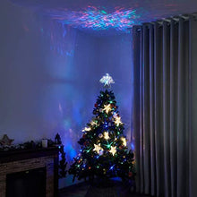 Load image into Gallery viewer, EAMBRITE Christmas Tree Topper Silver Angel Tree Topper Projector with Multi-colour Ripple Effect Plug in for Indoor Outdoor Christmas Tree Decoration