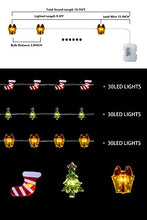 Load image into Gallery viewer, EAMBRITE 3PK 8 Modes Christmas Themed Dewdrop String Light Decor 10.75FT 30LT LED Gift Boxes Stockings Christmas Trees for Window Porch Stair Bar Outdoor and Indoor