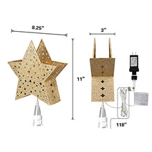Load image into Gallery viewer, Vanthylit Golden Star Christmas Tree Topper with Built-in Rotating Warm White Star Projector for Christmas Tree Ornament
