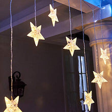 Load image into Gallery viewer, EAMBRITE Stars Window Curtain Lights 90 Warm White LED 9-Stars Curtain String Lights Twinkle String Lights for Home Wedding Patio Backdrop Christmas Decorations