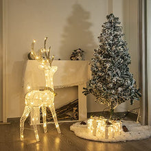 Load image into Gallery viewer, DELICHTER LED Rentier Metall Gold Weiß Eisen Rahmen Beleuchtet Weihnachtshirsch warm weiß Weihnachten Deko für Innen Außen(1.2M)