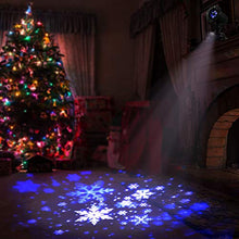 Load image into Gallery viewer, EAMBRITE Christmas Projector Lights LED White/Blue Rotating Snowflake Snowstorm Projector Light with Snowfall for Birthday Wedding Theme Party Garden Home Winter Outdoor Indoor Decor
