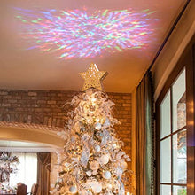Load image into Gallery viewer, Vanthylit Gold Star Christmas Tree Topper Projector Tree Top Star with Kaleidoscope Effect Christmas Tree Decoration