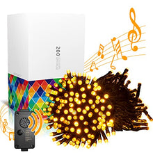 Load image into Gallery viewer, EAMBRITE Christmas Lights Outdoor 82Ft 200LT Christmas Lights with Cheerful Music Infrared Motion Sensor Controller for Indoor Outdoor Christmas Tree Party Patio Garden Decorations (Warm White)