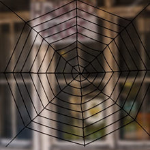 Load image into Gallery viewer, PABIPABI Halloween Giant Spider Web Decoration-9FT Round Fake Spider Elastic Belt Props for Indoor and Outdoor Halloween Decor Party Decoration (Black)