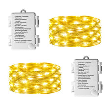 Load image into Gallery viewer, Eambrite [2 Pack Fairy Lights Battery Operated with 8 Modes 50 LEDs String Lights 5m Copper Wire Light Waterproof for Outdoor Garden Decor, Indoor Wedding Party Bedroom Decorations (16ft, Warm White)