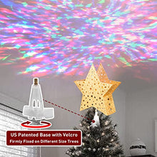 Load image into Gallery viewer, PEIDUO Christmas Clearance 11" Hollow Gold Star Christmas Tree Topper with Rotating Magic Ripple Projector for Crown Xmas Tree Topper Decoration