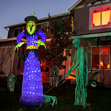 Load image into Gallery viewer, Vanthylit 10FT Halloween Inflatable Witch Outdoor Decoration Light with 220LT Build-in Cool White LED Lights, Blow Up Witch for Halloween Decorations Outdoor Yard Garden Lawn