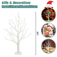 Load image into Gallery viewer, PEIDUO Artificial Tree for Table Decor, Battery Powered Tree Lights with Timer, Lighted Birch Tree with LED Lights for Home, Bedroom, Office, Living Room, Wedding Decor (2FT 24LT Warm White)