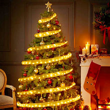 Load image into Gallery viewer, Vanthylit Gold Ribbon Lights Christmas Tree Ribbon Decorations Lights with 19.7FT 120 LED Warm White Fairy Light Drew Drop Decor for Wedding Christmas Tree Decorations