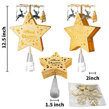 Load image into Gallery viewer, PEIDUO Animated Christmas Tree Topper Gold Star Tree Topper with Rotary Sleigh Reindeer Patents for Xmas Tree Topper Decoration