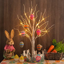 Load image into Gallery viewer, EAMBRITE White Easter Tree with Colourful Fillable Eggs Battery Operated Twig Tree with Lights Easter Gifts for Children (60cm/2ft)