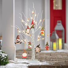 Load image into Gallery viewer, PEIDUO Christmas Decorations Indoor 2FT 24LT Lighted Birch Tree with 8 Christmas Gnome Ornaments Battery Powered with Timer for Home Table Party Festival Wedding Decor