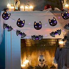 Load image into Gallery viewer, EAMBRITE 2PK Halloween String Lights,30 LED Black Cat Bat Banners Lights,Battery Operated Halloween Decorations Indoor