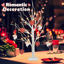 Load image into Gallery viewer, PEIDUO Valentines Day Decor, Lighted Valentine Tree with 8 Hanging Ornaments Battery Powered Timer, Valentines Day Decorations for The Home Indoor Bedroom Wedding Party (2FT Warm White Lights)