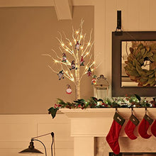 Load image into Gallery viewer, PEIDUO Christmas Decorations Indoor 2FT 24LT Lighted Birch Tree with 8 Christmas Gnome Ornaments Battery Powered with Timer for Home Table Party Festival Wedding Decor