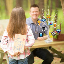 Load image into Gallery viewer, PEIDUO Fathers Day Table Decorations, Happy Fathers Day Decorations for Home with 10 Hanging Ornaments, Battery Powered Fathers Day Centerpiece Decorations with Timer (2FT 24LT Warm White)