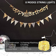Load image into Gallery viewer, DELICHTER Rosa Gold Happy Birthday Girlande und LED Lichtkette mit Battriebetrieben Geburtstag Deko für Mädchen und Jungen