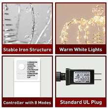 Load image into Gallery viewer, PEIDUO Christmas Jeweled Crown Tree Topper Adapter Plug in with 60 Warm White Lights LED Light Up Tree Topper Decoration for Christmas Tree