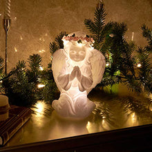 Load image into Gallery viewer, Vanthylit LED Handmade with Real Wax Battery Operated Flameless Candle with Timer White Praying Angel Table Lamp Indoor Decor