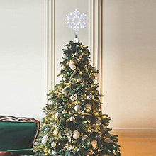 Load image into Gallery viewer, DELICHTER LED Schneeflocke Christbaumspitze mit Strombetrieb,8 Modis Weiße Weihnachtsbaumspitze für Innen Außen Wohnung Tannenbaum