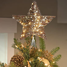 Load image into Gallery viewer, EAMBRITE 25cm Weihnachten LED Weihnachtsbaumspitze Stern Baum Rattan Christbaumspitze Warmweiße Lichter Mit 8 Funkelnder LED Dekoration Für Konische Transparente Basis Für Hochzeit Party HausDeko