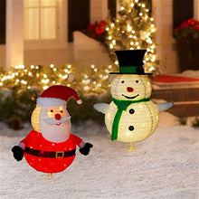 Load image into Gallery viewer, EAMBRITE Set of 2 30-Inch 100L LED Collapsible Snowman and Santa Claus Lighted Holiday Display for Christmas Seasonal Decor Indoor Outdoor Xmas Yard Decoration