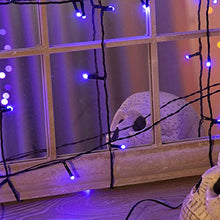 Load image into Gallery viewer, Eambrite Halloween Lights 20m 200 LED Purple Fairy Lights Plug in with Horror Halloween Music Sync Waterproof Outdoor String Lights Decorations for Garden Home Haunted House Décor- Black Cable