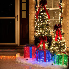 Load image into Gallery viewer, Christmas Decorations, Vanthylit 3PK Christmas Lighted Gift Boxes with Red Blue and Green Glittering Present Boxes with 48LED for Indoor Outdoor Use