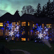 Load image into Gallery viewer, EAMBRITE Christmas Projector Lights LED White/Blue Rotating Snowflake Snowstorm Projector Light with Snowfall for Birthday Wedding Theme Party Garden Home Winter Outdoor Indoor Decor