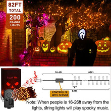 Load image into Gallery viewer, EAMBRITE Halloween Decorations 200 LED Halloween String Lights with Spooky Music Motion Sensor Controller Twinkle Waterproof Orange String Lights Plug in for Indoor Outdoor Tree Party Yard Christmas