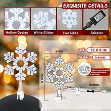 Load image into Gallery viewer, EAMBRITE Snowflake Christmas Tree Topper, 13 Inch White Snowflake Tree Topper with 50 Cool White Lights and 9 Modes Controller, Large Snowflake Treetop for Christmas Tree Decorations