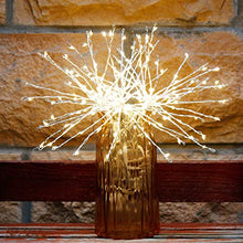 Load image into Gallery viewer, EAMBRITE Battery Operated 8 Inch 60 LED Hanging Starburst Light Bouquet Shape Fairy String Lights Decoration for Home Patio Wedding Party Festive(Copper Wire Warm White)