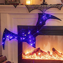 Load image into Gallery viewer, EAMBRITE Halloween Hanging Decorations Light up Bat with Purple Lights Mains Powered with Waterproof Transformer for Outdoor Indoor Haunted Housed Décor Gift for Kids (1.2m*0.4m)