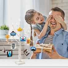 Load image into Gallery viewer, PEIDUO Fathers Day Table Decorations, Happy Fathers Day Decorations for Home with 10 Hanging Ornaments, Battery Powered Fathers Day Centerpiece Decorations with Timer (2FT 24LT Warm White)