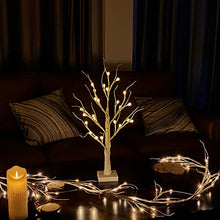 Load image into Gallery viewer, Eambrite Twig Christmas Tree 2FT Frosted Ball White Birch Tree with 24 Warm White Lights Battery Operated Tabletop Tree for Christmas Home Party Wedding Indoor Decoration