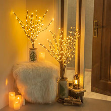 Load image into Gallery viewer, Vanthylit Lighted 3PK Twig Branches with 33Inches 90LED Pip Berry Branches Lights Waterproof Adapter Brown Willow Branch Lights for Outdoor and Indoor Decor
