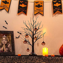 Load image into Gallery viewer, EAMBRITE Small Black Glitter Halloween Tree Light with 24 Orange LEDs Battery Operated Lighted Spooky Pumpkin Display Tree for Party Decoration (60cm/2ft)