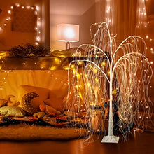 Load image into Gallery viewer, EAMBRITE 4FT Lighted Willow Tree, Weeping Willow Artificial Tree with 180 Twinkle Fairy Lights, White Christmas Tree for Home Office Holiday Party Indoor Outdoor Decoration